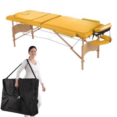 3 ZONEN MOBILE MASSAGELIEGE INKL.TASCHE LIEGE MASSAGEBANK KLAPPBAR GELB