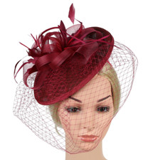 Women Fascinator Hat Feather Floral Headband Wedding Party Hair Clip Headpiece