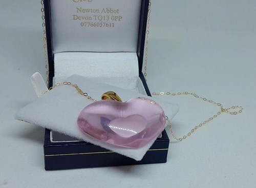 LALIQUE -SPLENDIDA CATENA LRG CUORE ORO 9CT CORDA SETA ABBINATA NUOVA IMBALLATA - Foto 5 di 13