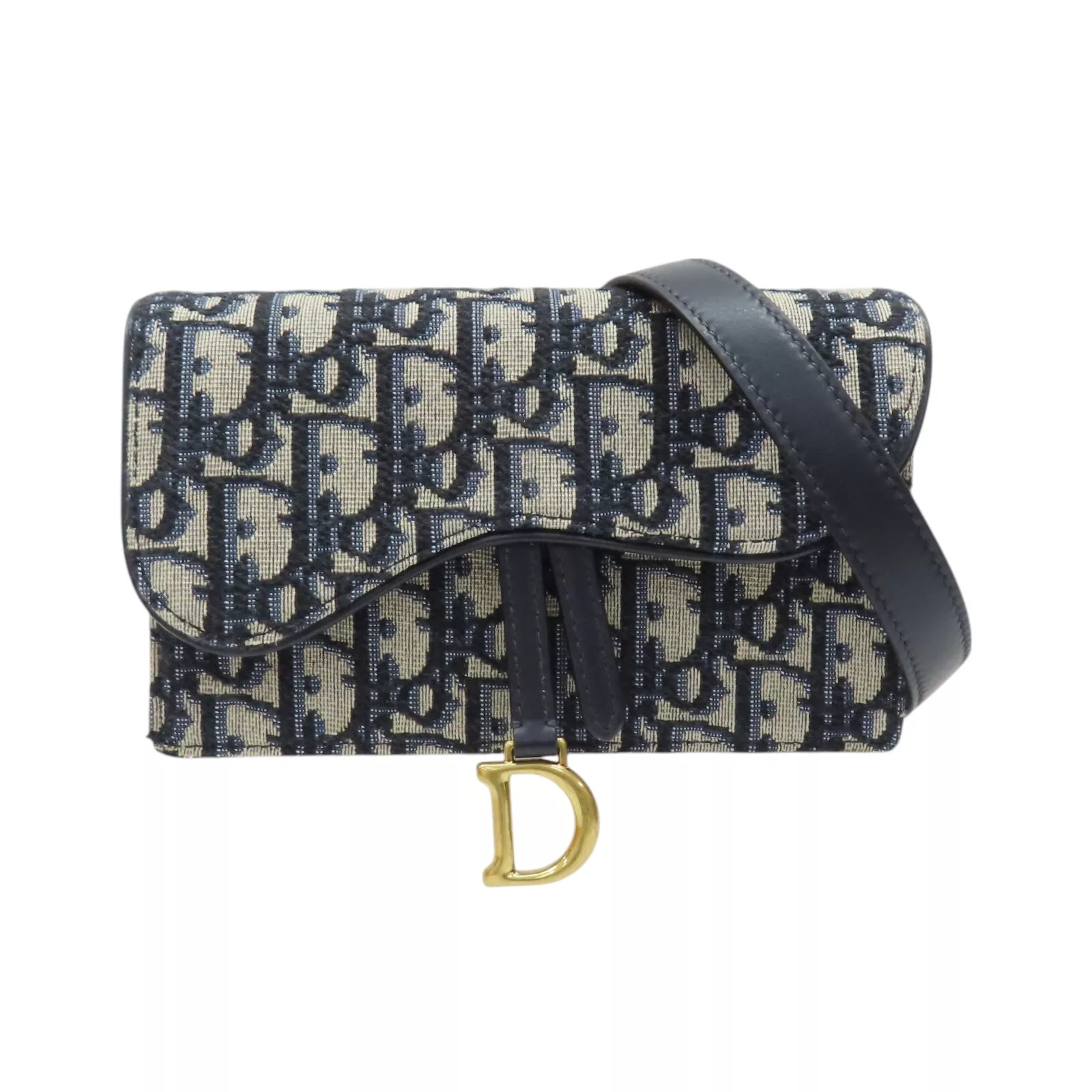 Sacoche ceinture selle toile oblique bleue Dior