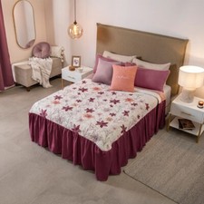 AZALEA FLOWERS VIASOFT TEXTURE REVERSIBLE BEDSPREAD COVERLET 1 PCS KING SIZE