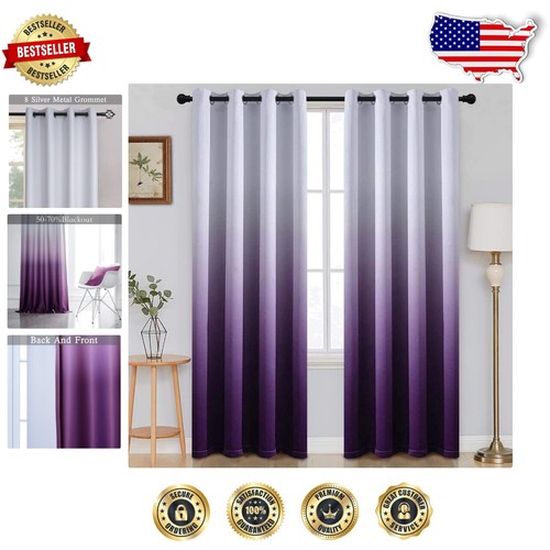 Modern Floral Ombre Blackout Curtains - 52x84 Inches for Living Room & Bedroom