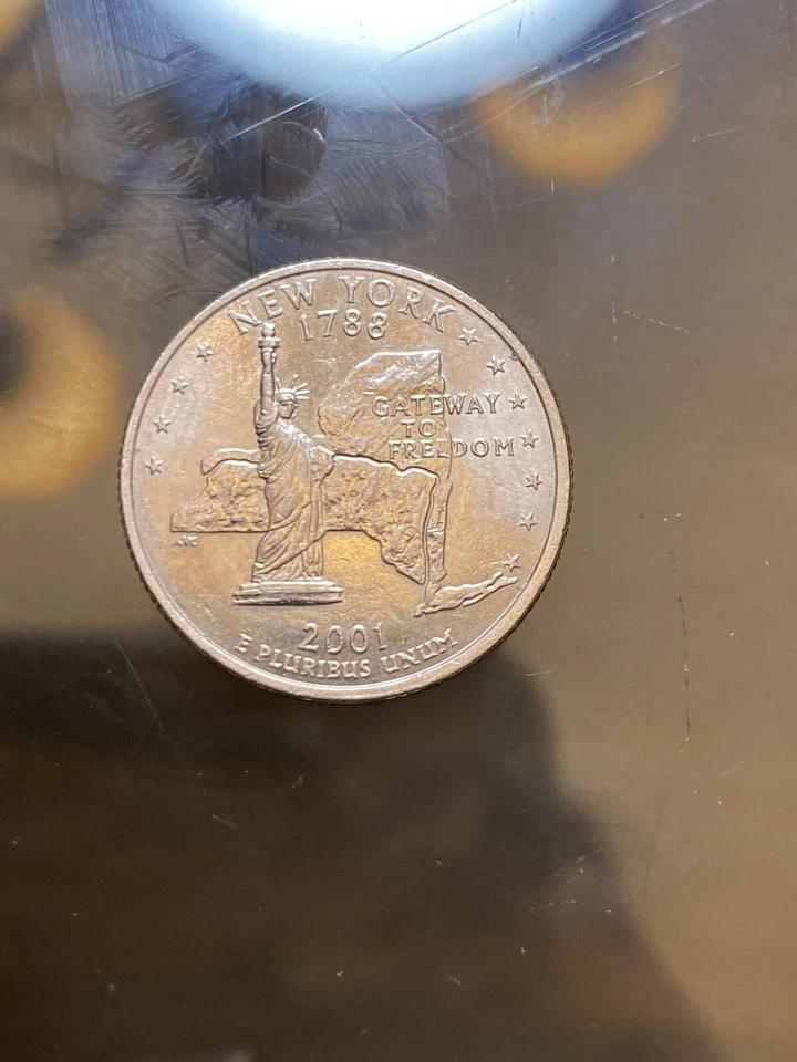 US 2001-P /New York State (1788) Quarter HUGE RARE ERROR In Word Freedom - Image 4 of 4