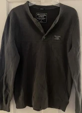 Abercrombie & Fitch A&F Mens size Gray Pullover Muscle fit Longsleeve