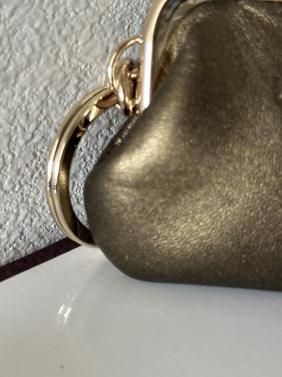 国内即発 コーチ COACH コインケース リップ キーリング NEW COACH METALLIC BRONZE MINI KISSLOCK COIN POUCH CHARM KEY