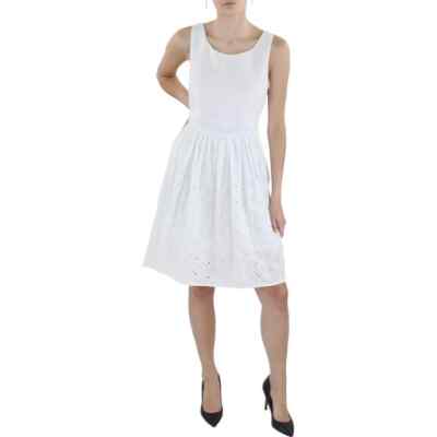 Elizabeth Amelia $139 Sleeveless Scoop Neck White Cotton Eyelet Dress Size 4 NWT