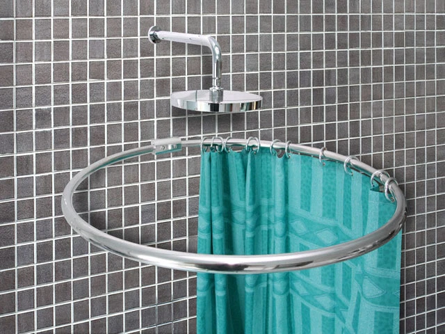 Tondo Asta Argento Ø 100 CM Cromo Angolo per Tenda Doccia Della - Immagine 2 di 2