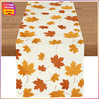 TischläUfer Herbst 40X140Cm Orange Leinen Wasserabweisend Waschbar Deko KüChe
