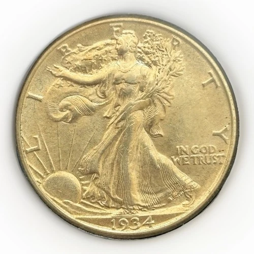 1934 D  Walking Liberty Half Dollar – Tougher Date –  AU / BU UNC  – Slider