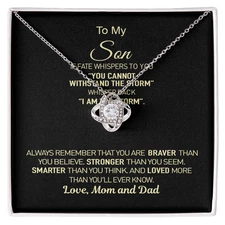To My Son Gift from Mom and Dad – Inspirational Necklace with Gift Card