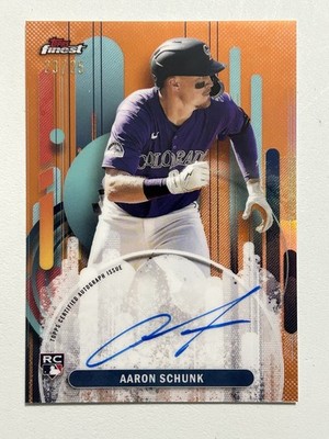 2025 Topps Finest Aaron Schunk Orange Refractor RC Auto /25 #FA-AS Rockies