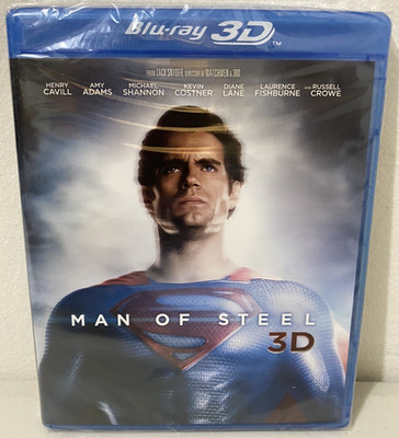 Man of Steel (Blu-ray 3D) NEW! Henry Cavill, Amy Adams, Michael Shannon