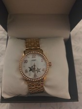 Rotary Automatic Ladies Watch Rose Gold Crystal Bezel Bracelet Star Dial Boxed