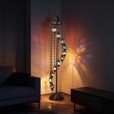 Turkish Mosaic Floor Lamp 11Globes   83  Tall Handmade Lamp with Bulbs Included