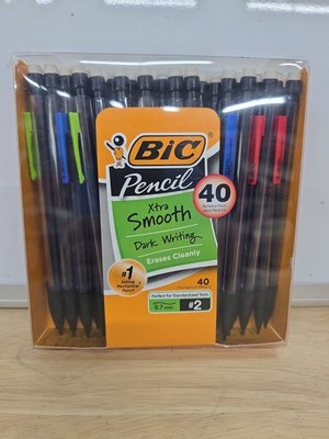 40 Pack BIC Xtra-Smooth Mechanical Pencils With Erasers Medium Point 0.7mm NEW