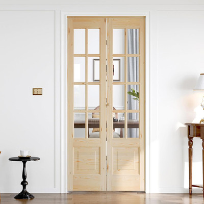 Bifold Doors for 36''×80'' Opening, Clear Glass French Interior Folding Barn Door 