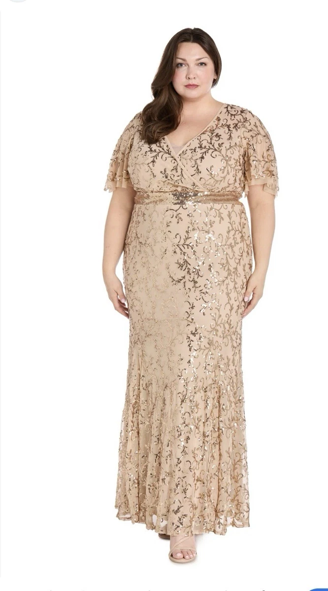 slim fit dress slacks RM Richards 1560W BLACK TAUPE Plus Size Capelet Sleeve Evening Dress main image 1