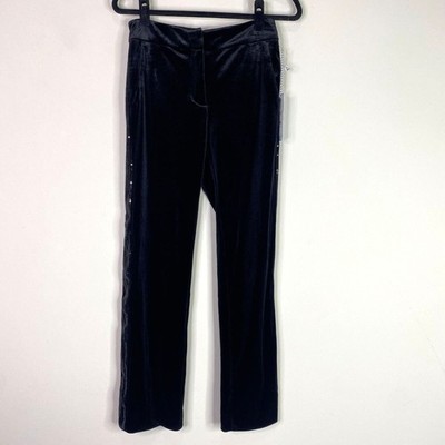 New Draper James RSVP Velvet Fly Front Sequin Stripe Pant Women's Size 4