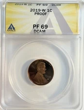 2019-W Proof Lincoln Cent  1C - ANACS PF 69 DCAM - (4074)