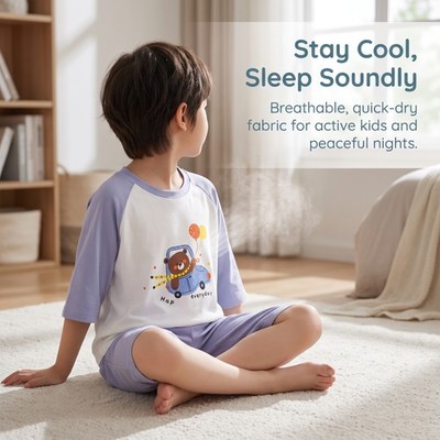 Kinder Pyjama Set, 2-teilig Kinder Cartoon Nachtwäsche für Jungen und Mädchen