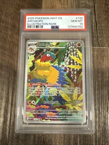 Pokemon 2025 WHT En-White Flare Illustration Rare #132 Archeops PSA 10