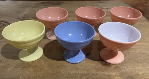 Vintage HAZEL ATLAS Moderntone Platonite Sherbet Bowls Lot Of 6