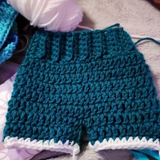 Teal Crochet Baby Swim Shorts