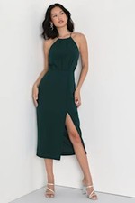 Lulus Women Dreamy Date Night Sleeveless Midi Dress Emerald Green Medium