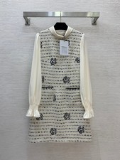 2025 autumn hot sales runway show embroidery fox fur ski suit weave dress SMLXL