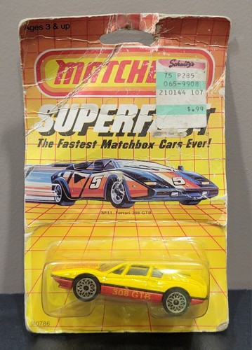 1/64 Matchbox Superfast SF11 Ferrari 308 GTB Yellow and Red 1985