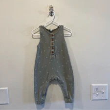 Quincy Mae Sleeveless Baby Jumpsuit Spruce 6-12 months star print organic cotton