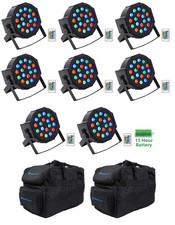 8 Rockville BATTERY PAR 50 Rechargeable LED DMX DJ Wash Up-Lights Remotes Bags