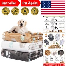 Large 3 Pack Washable Flannel Blankets for Dogs  Cats, 31" x 41", Soft Comfort