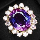 Elegant Blue Purple Sapphire 9.15Ct 925 Sterling Silver Rose Gold Rings Size 6.5