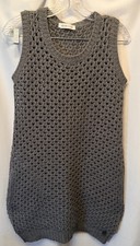 See by Chloe Sleeveless Open Knit Wool Blend Midi Dress Size 2 Gray Pockets