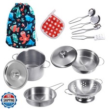 Tiny Cookware Utensils Pretend Play Kitchen Toys Stainless Steel