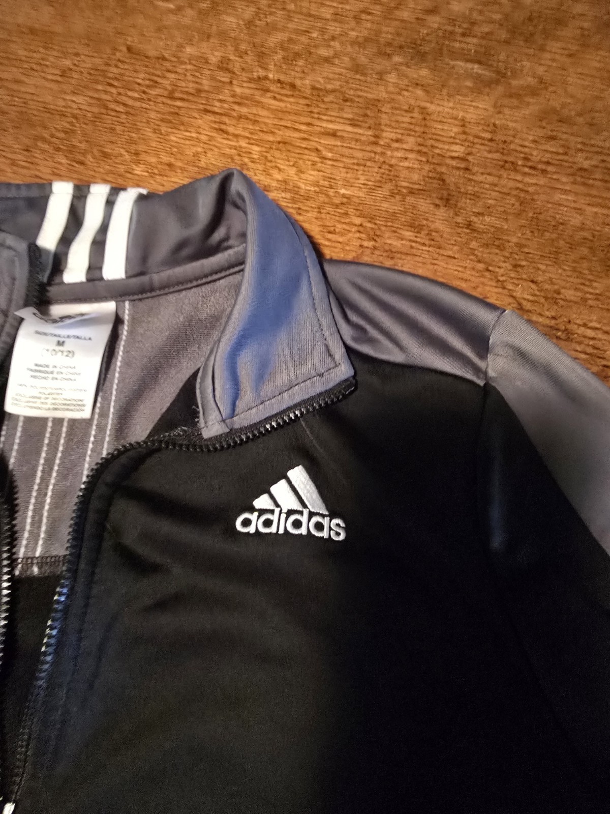  ADIDAS Black Gray Youth Jacket Size L 10-12 NWT Full Zip 3 Stripes Track Soccer thumbnail 4