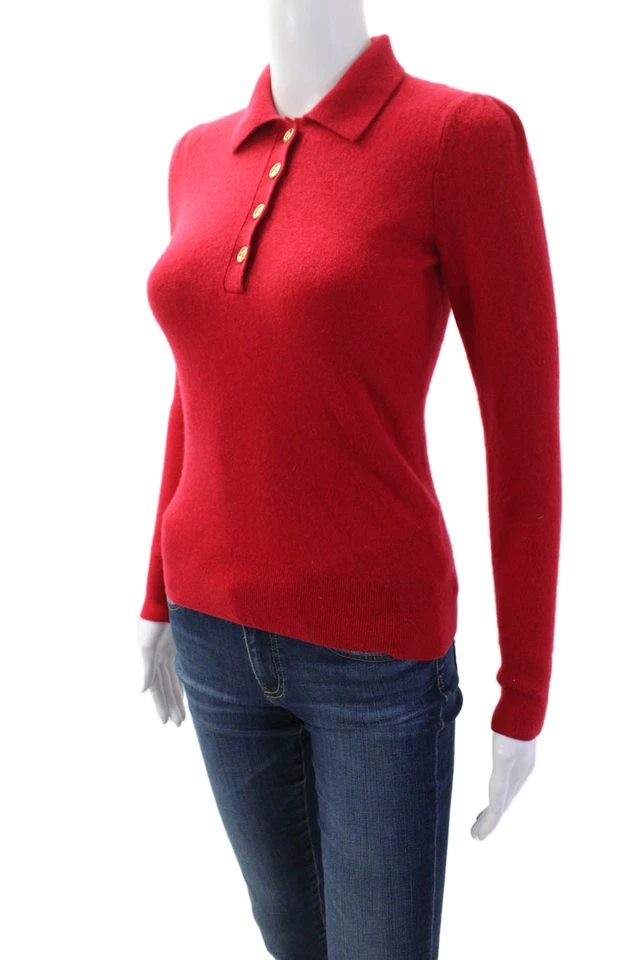 Suéter Pulôver Cashmere By Bloomingdales Feminino Vermelho 100% Cashmere Tamanho XS - Imagem 2 de 4