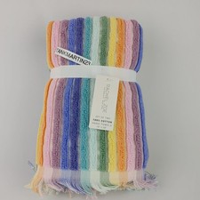 Set of 2 Rachel Zoe Striped Rainbow Multicolored Hand Towels