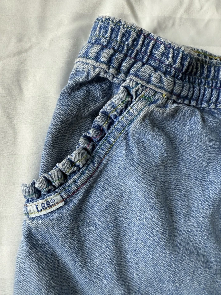 Jeans Lee Vintage Años 90 Hechos en EE. UU. Niñas Talla 6X Costuras Reg Arco Iris Foto 2 de 4