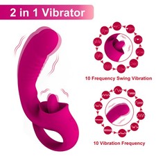3 in1 Rabbit Vibrator Dildo Clit Sucker Flapping Lick G-Spot Lubricant for Women