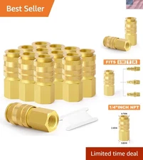 12PCS 1/4-Inch Universal Brass Female Industrial Coupler,1/4 Inch NPT Female ...