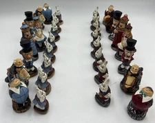 Studio Anne Carlton Alice in Wonderland Hand Made Painted Chess Set SAC