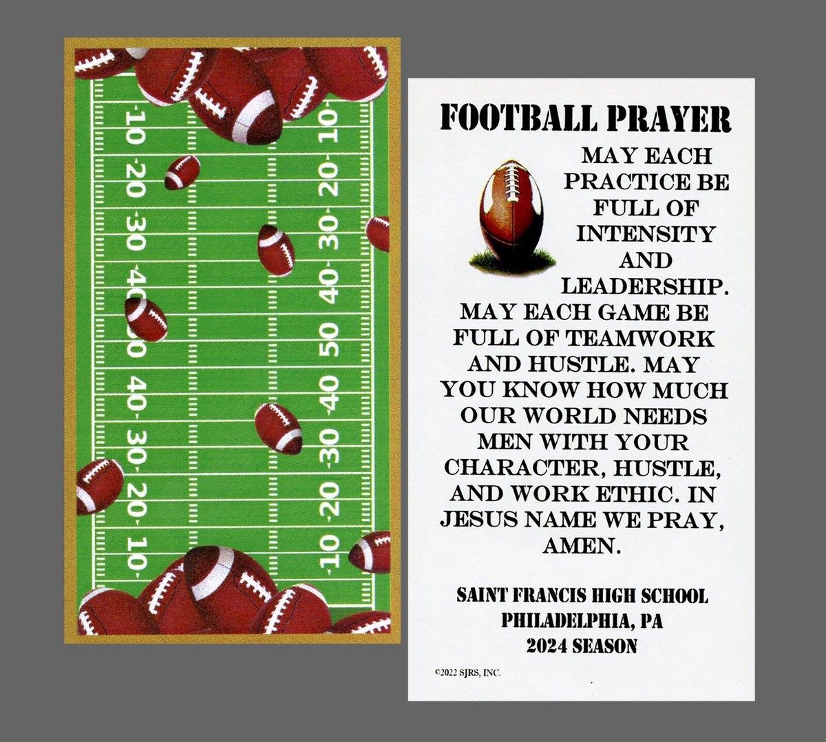 Football Prayer - Personalized School Sports Laminated Prayer