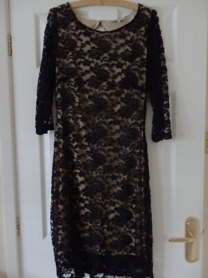 Peacocks black lace fully lined 3/4 sleeve dress size 14 - very good  condition | eBay UK