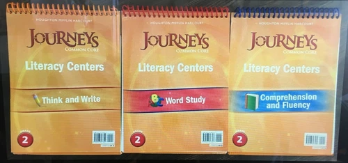 JOURNEYS Literacy Centers 2nd Grade Level 2 FLIP CHARTS HMH Set of 3 FREE ship.