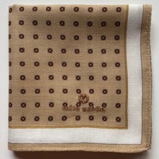 HANDKERCHIEF VINTAGE MEN'S ART BROWN GEOMETRIC POCKET SQUARE COTTON 21" B0440