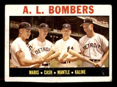 1964 Topps Baseball #331 A.L. Bombers VG Maris Mantle Kaline (Hand Cut)