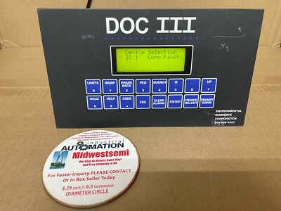 ENVIRONMENTAL ELEMENTS EEC2156 / RK2156 DOC III OPERATOR INTERFACE SHIPS SAMEDAY