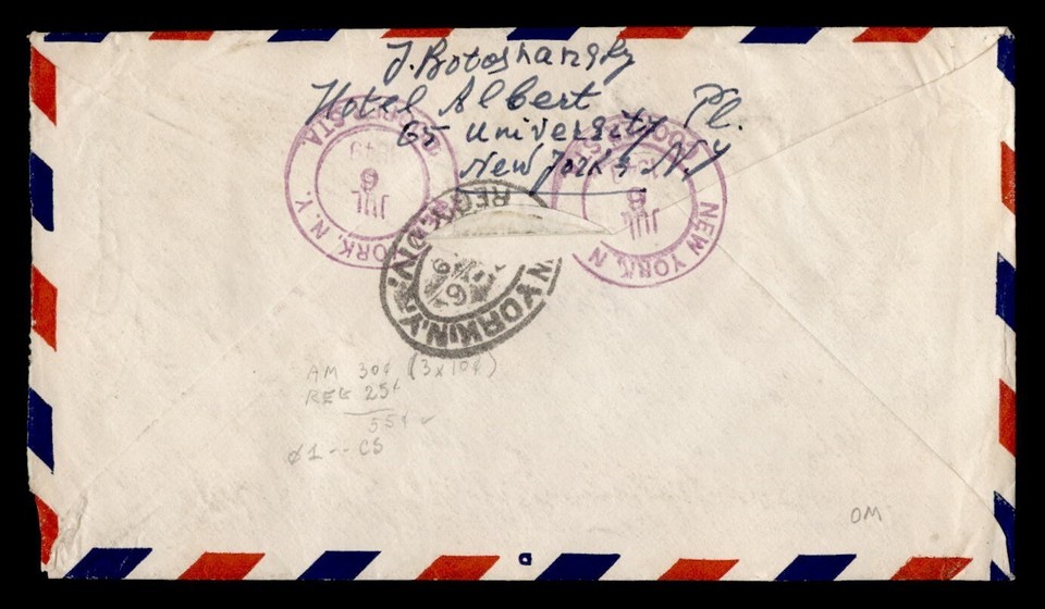 DR WHO 1949 REGISTERED AIRMAIL PREXIE NY TO ARGENTINA j86299 eBay